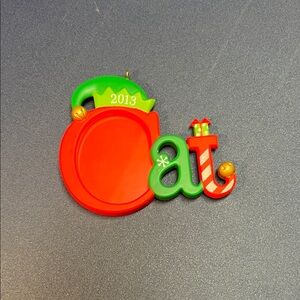 Hallmark Festive Cat Ornament - Red and Green